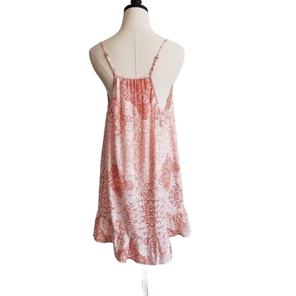 NWOT Pearle 88 Boho Beach Strappy Mini Dress Coral & white Size M - Picture 6 of 9